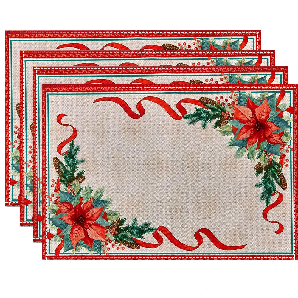 Christmas Floral Placemats Tableware