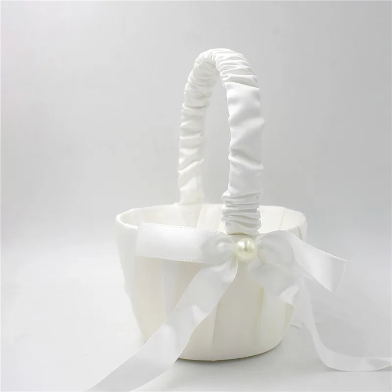 White Flower silk Basket