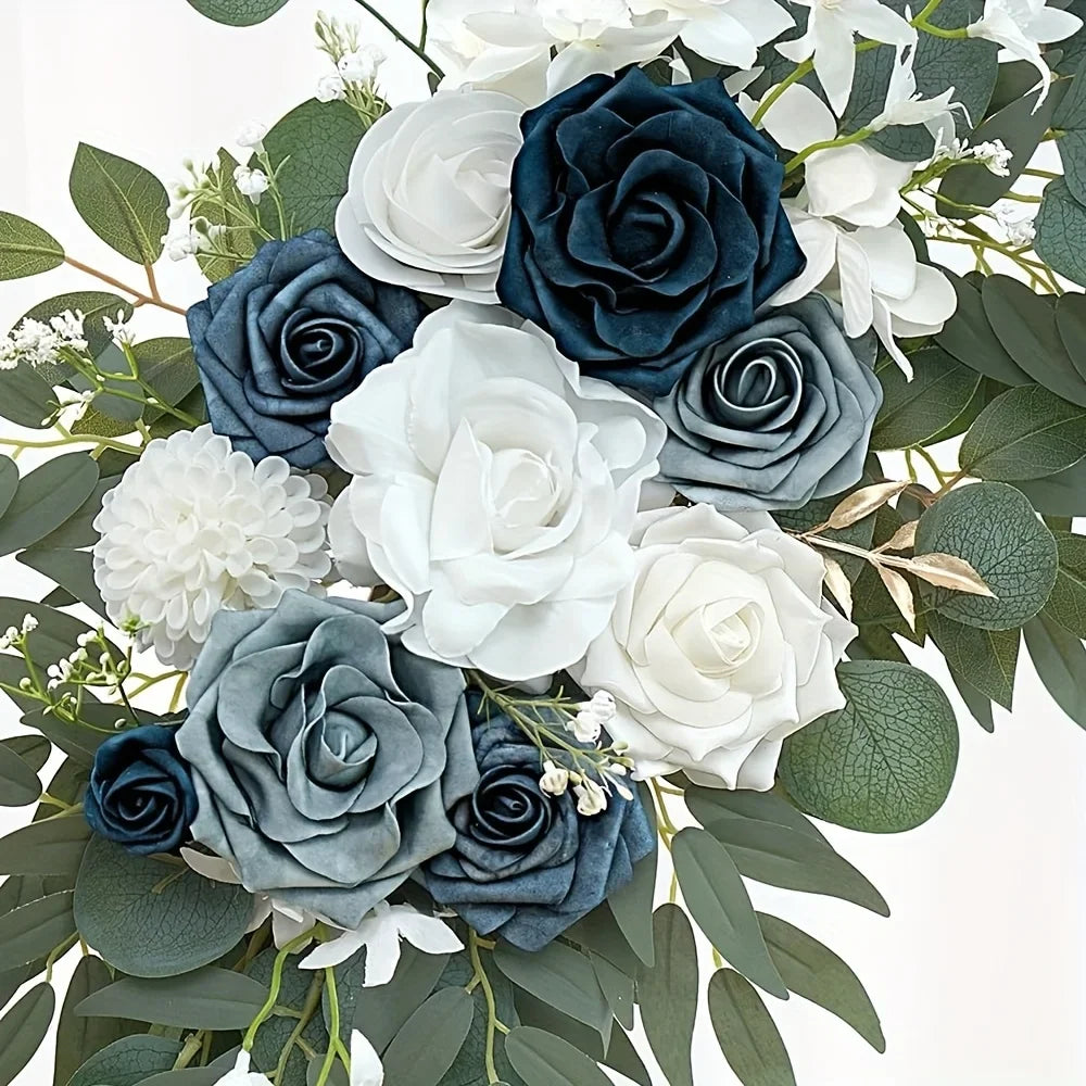 2pcs Wedding blue and white Flowers