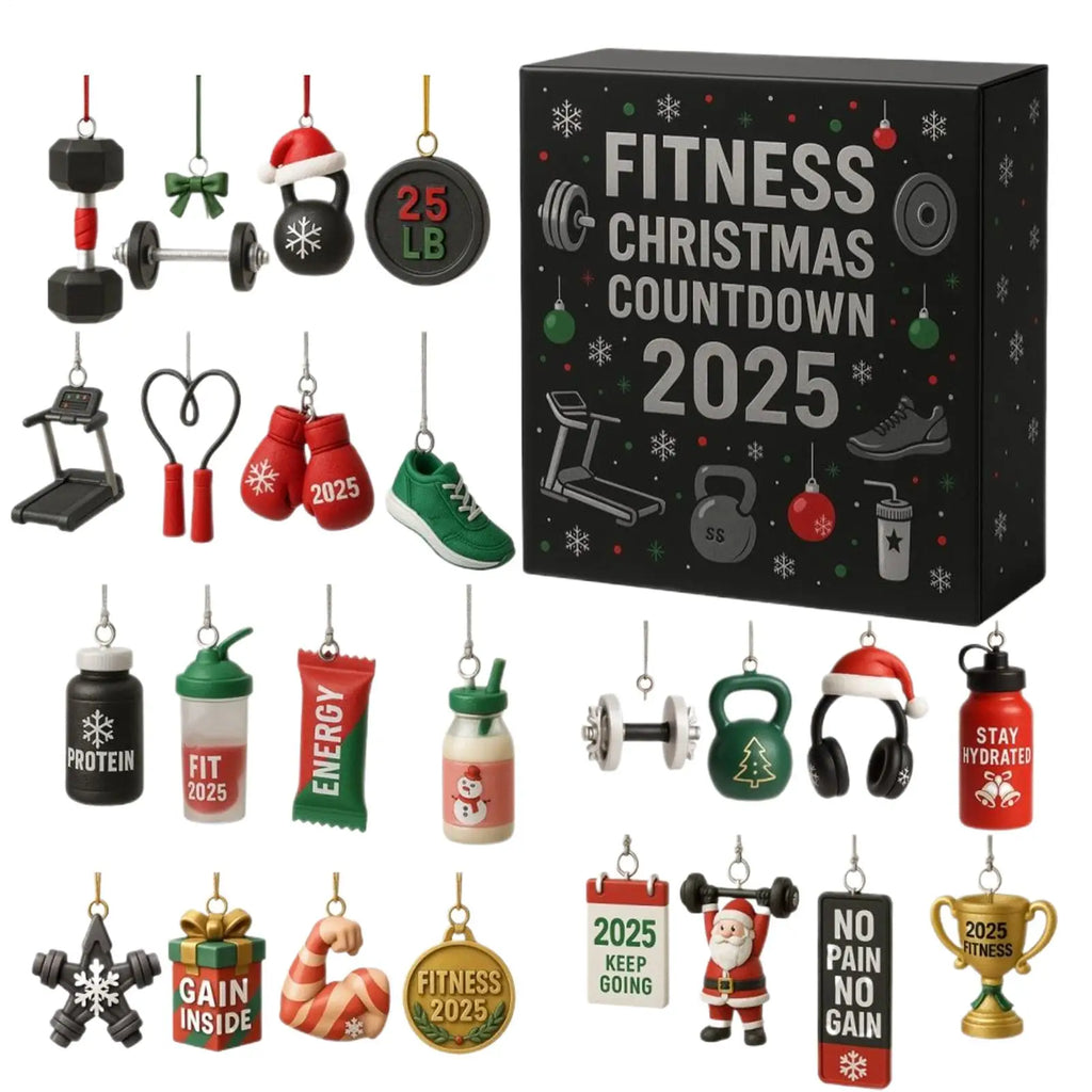 Christmas Countdown Calendar 2D Acrylic Ornament 24 Days Fitness Gear Christmas Ornaments for Winter Holiday Party Home Gym