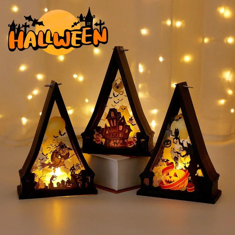 Halloween desktop ornaments retro led lantern pendant