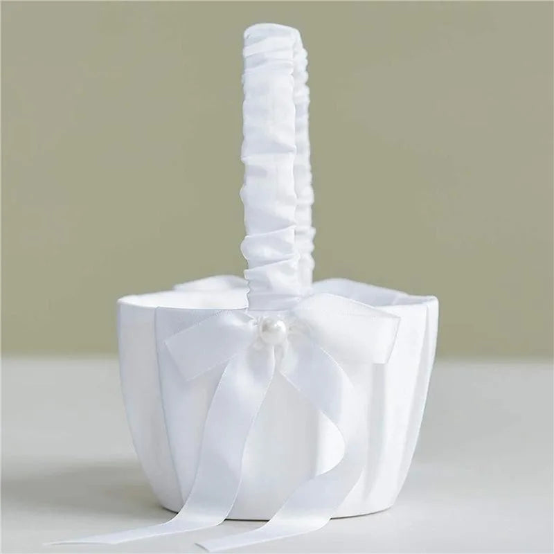 White Flower silk Basket