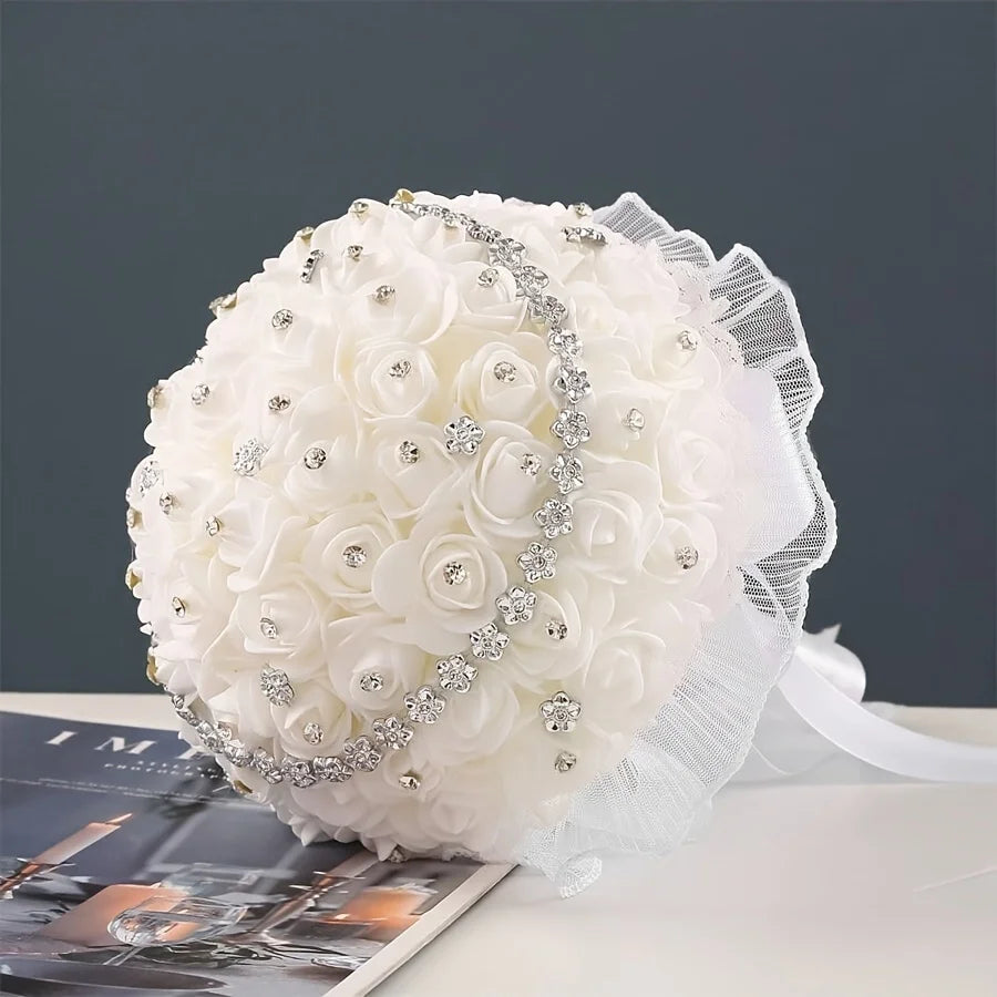White and silver wedding bouquet