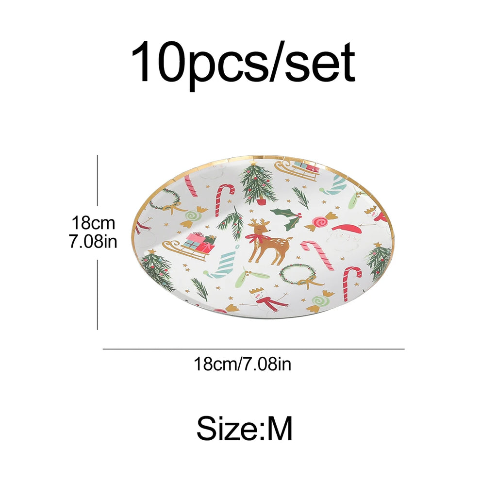Christmas forest bronzing elk disposable tableware
