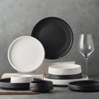 White/Black Ceramic Steak Plate